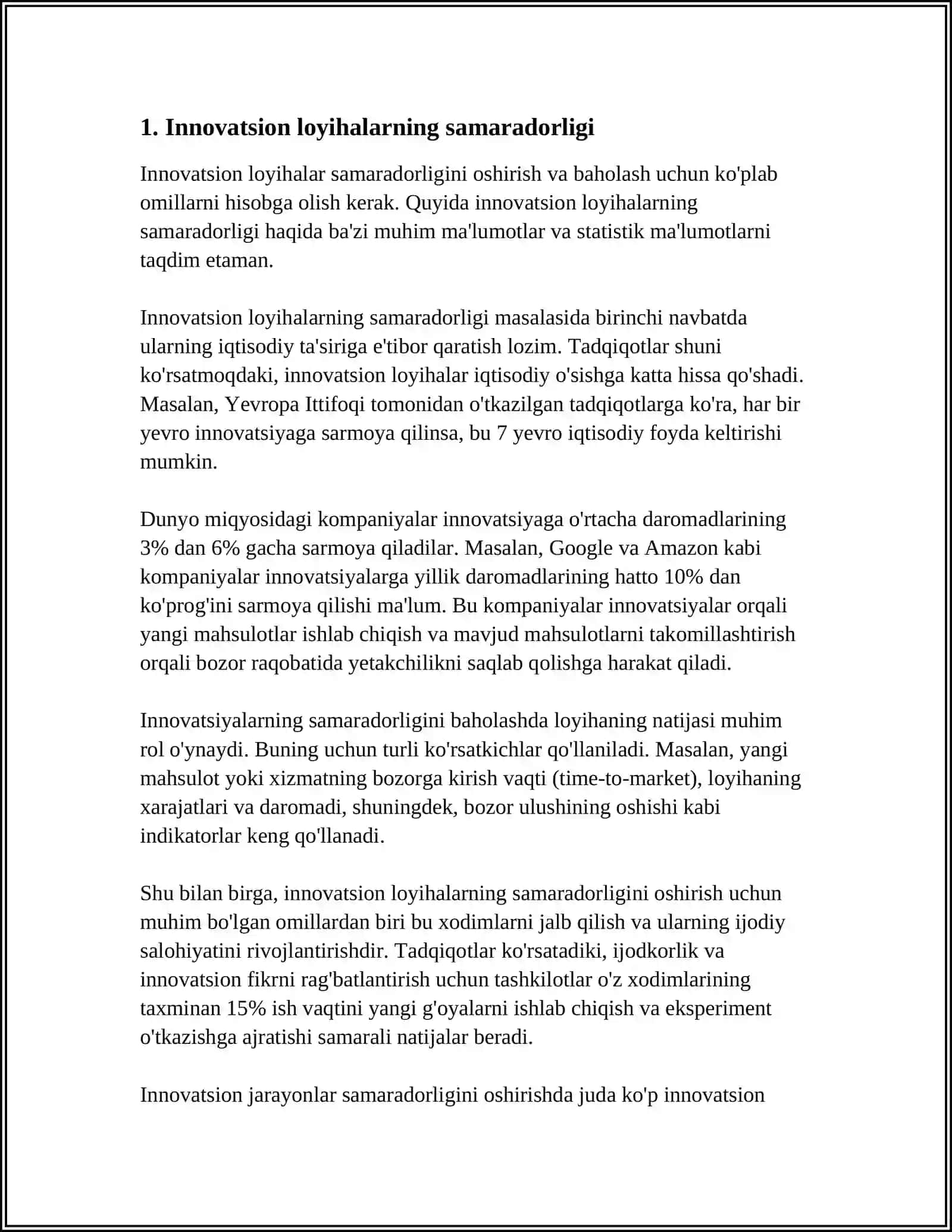 INOVATSION LOYIHALARNING ISHLAB CHIQARISHGA JORIY ETILISHI 3