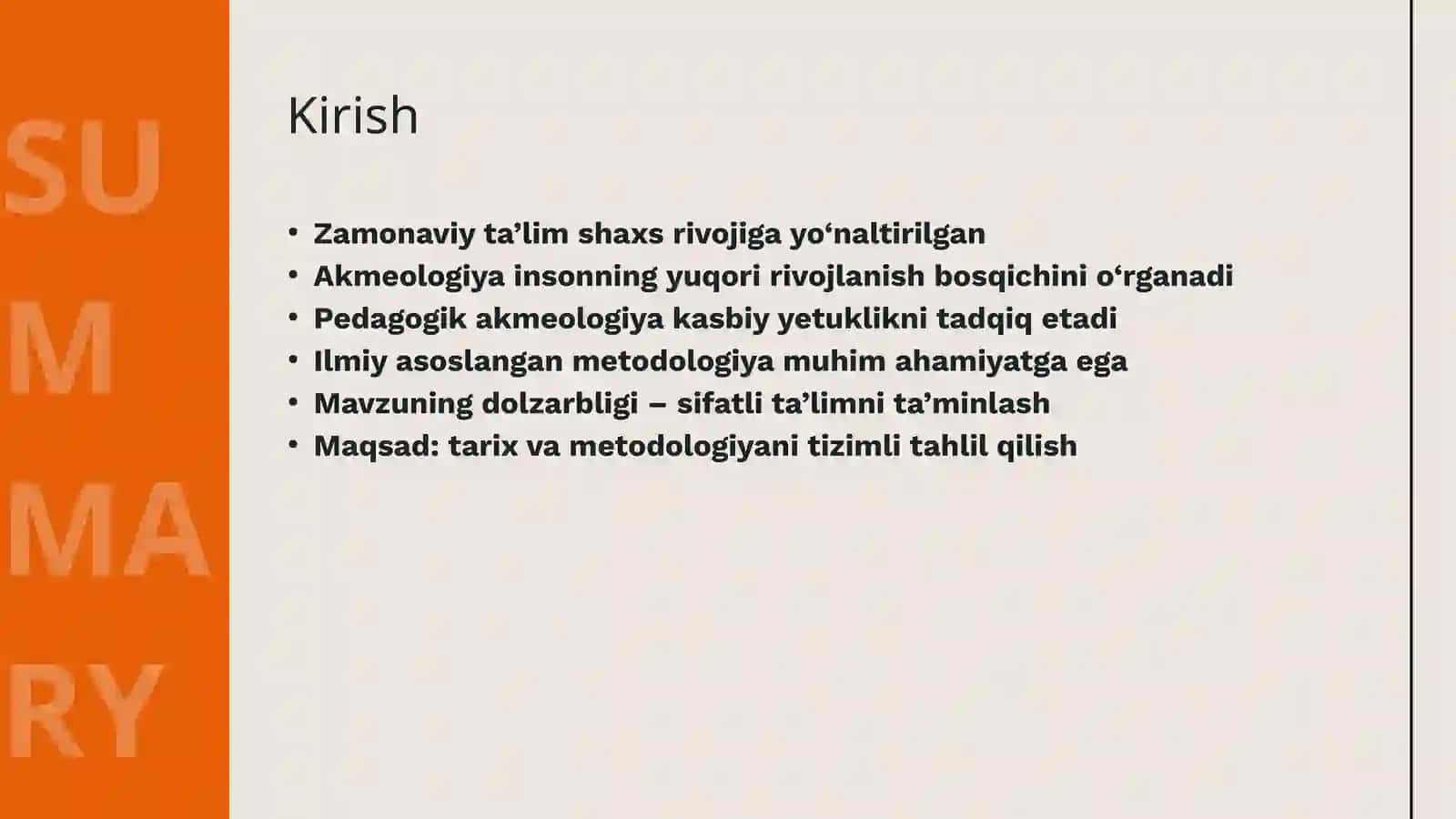 PEDAGOGIK AKMEOLOGIYAGA TADQIQOTLAR TARIXI VA METODOLOGIYASINI O‘RGANISH 3