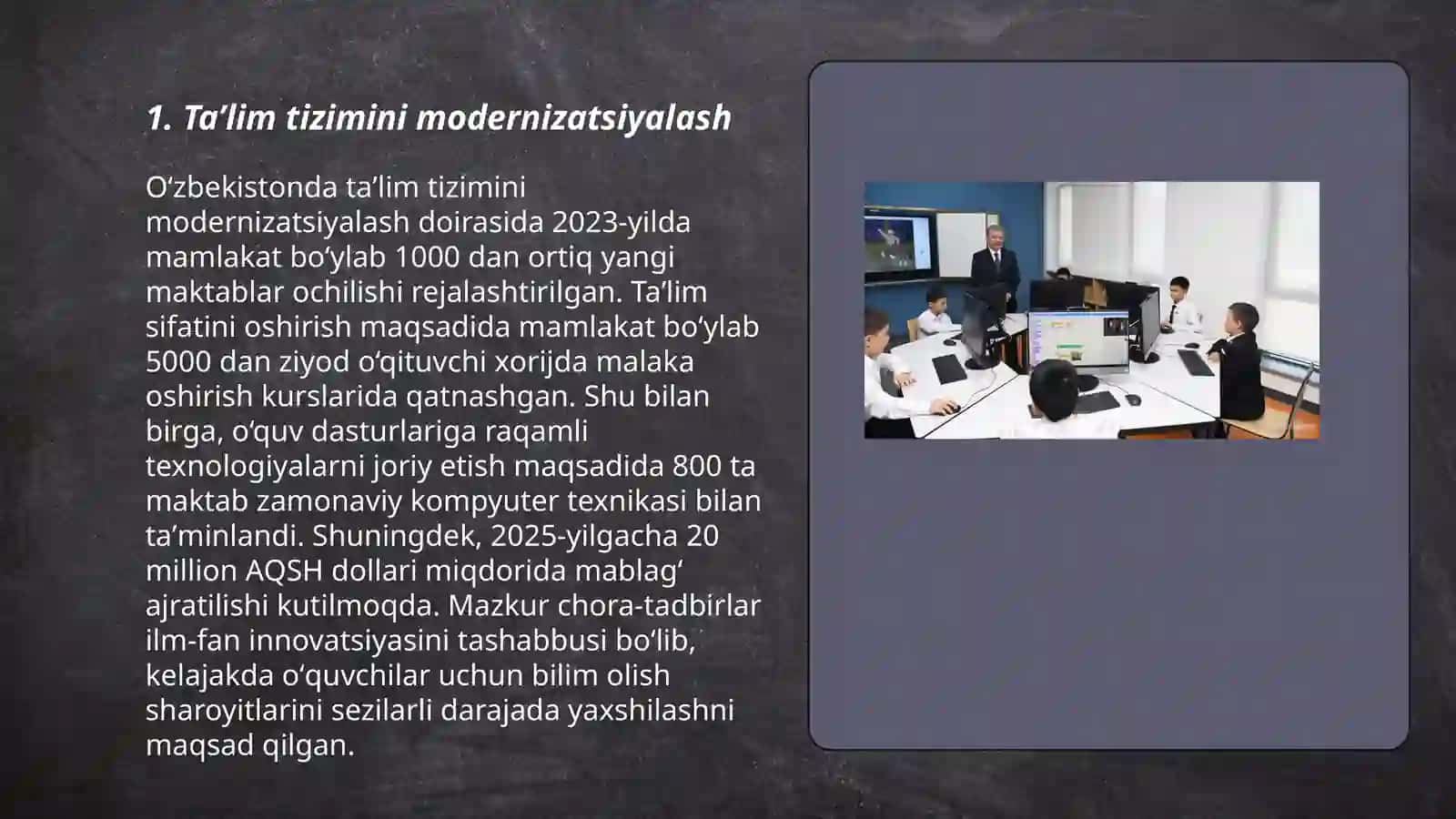 Oʻzbekistonda taʼlim tizimida amalga oshirilgan islohotlar 3