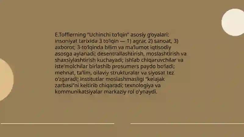 E.Tofflerning “Uchinchi to‘lqin” 3