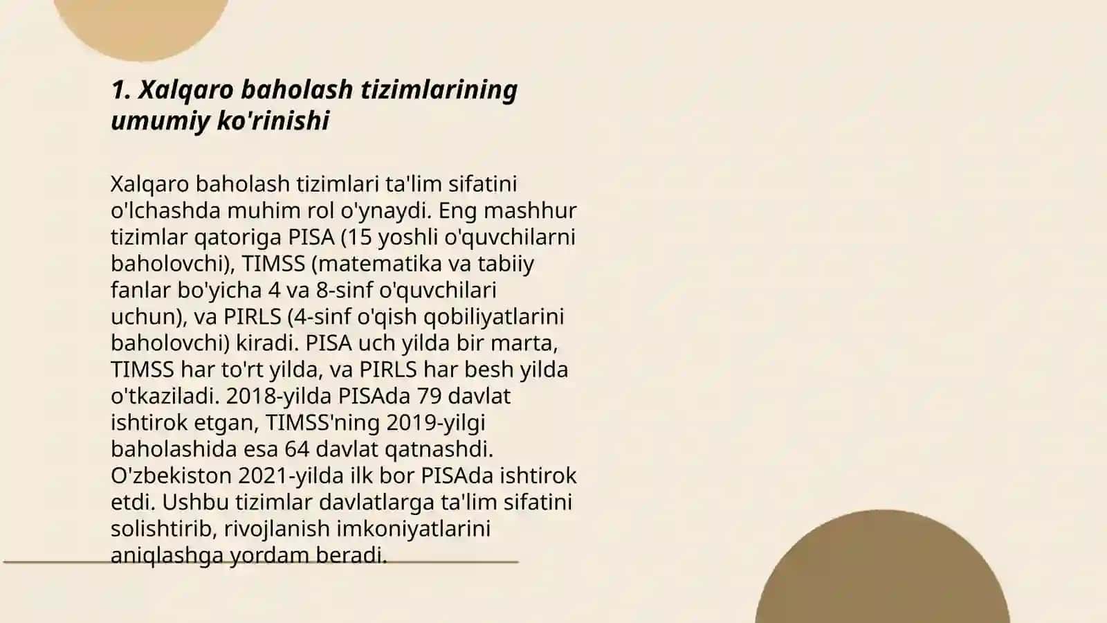 Xalqaro va Milliy Baholash Mohiyati 3
