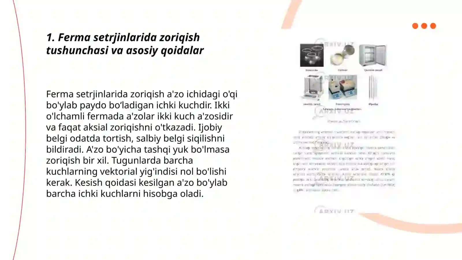 Ferma setrjinlaridagi zoriqishlarni tugunlarin kesish va Ritter usulida aniqlash 3