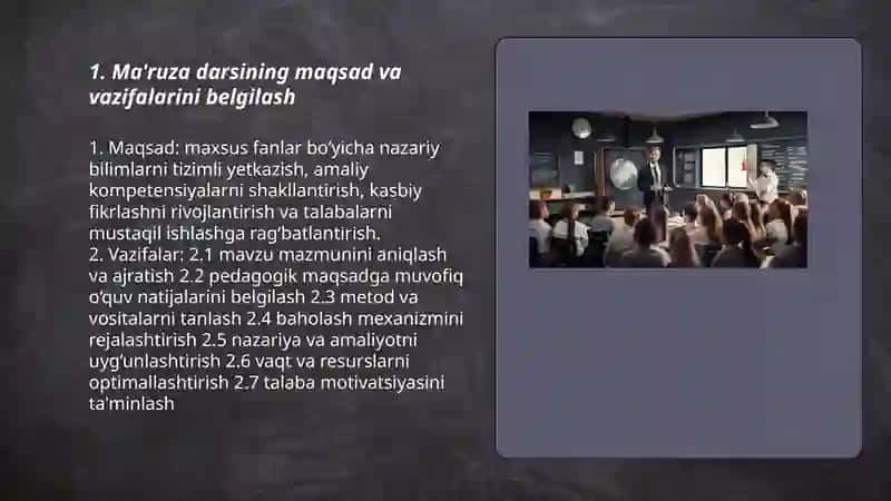 Ma'ruza darslarini tashkil etish 3