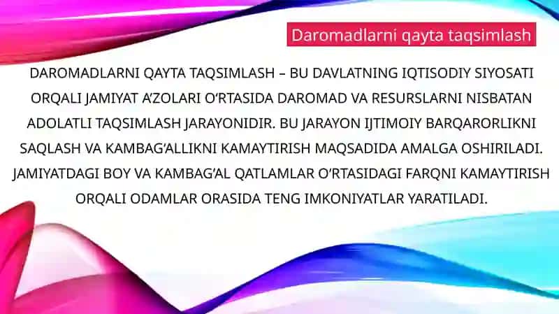 Daromadlarni qayta taqsimlash va boylik va iqtisodiy sotish 3