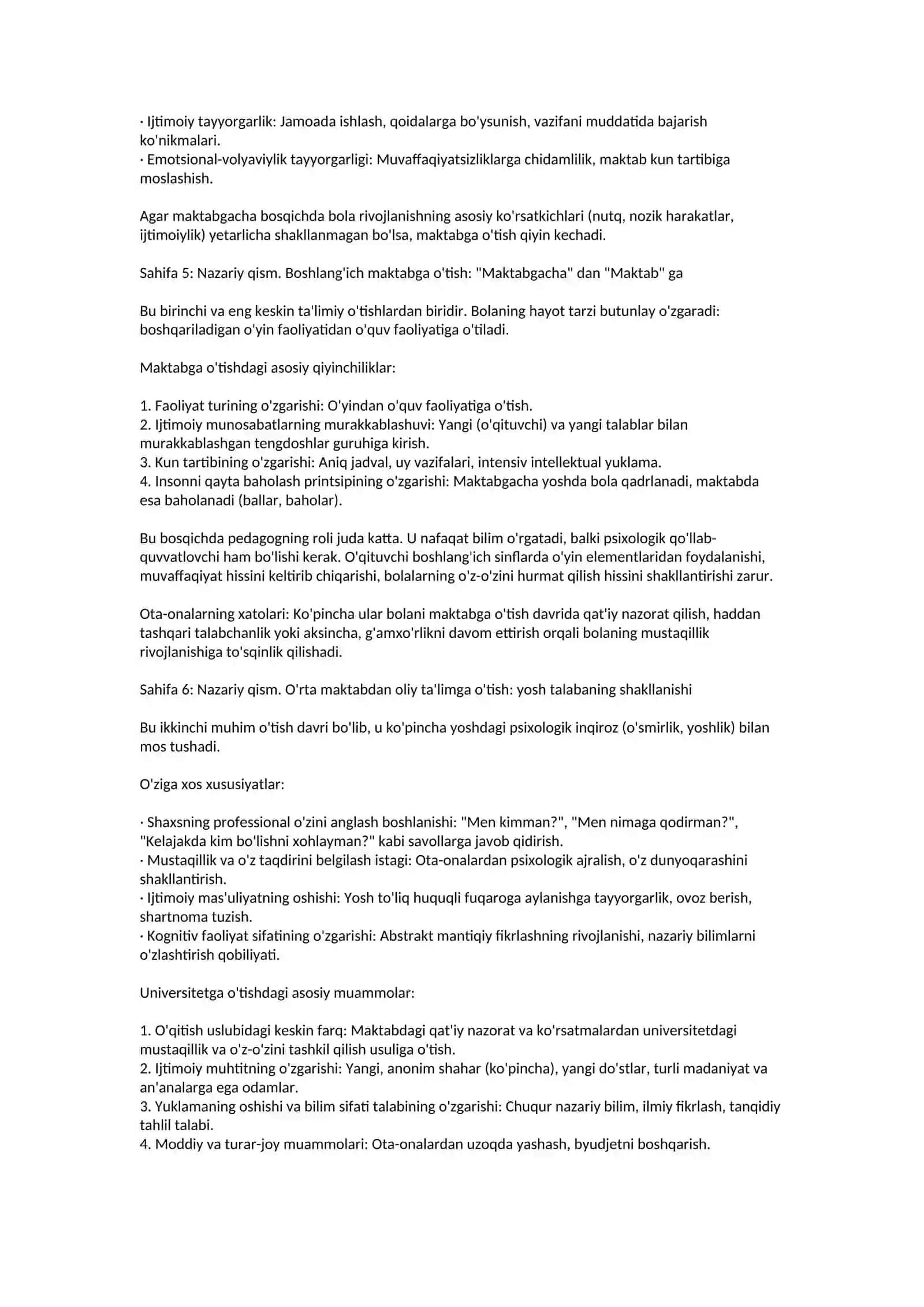 Maktabgacha ta'limdan universitet ta'limiga: o'tish davri muammolari va yechimlari 3