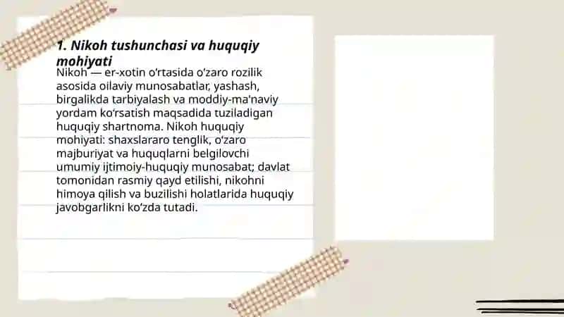 Nikoh, uni tuzish va tugatish asoslari 3