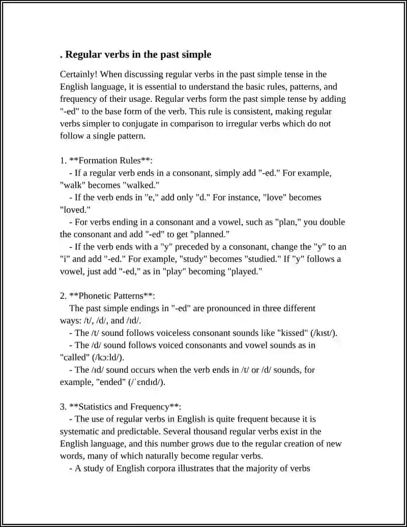 Regular Verbs in Past Simple Tense 3