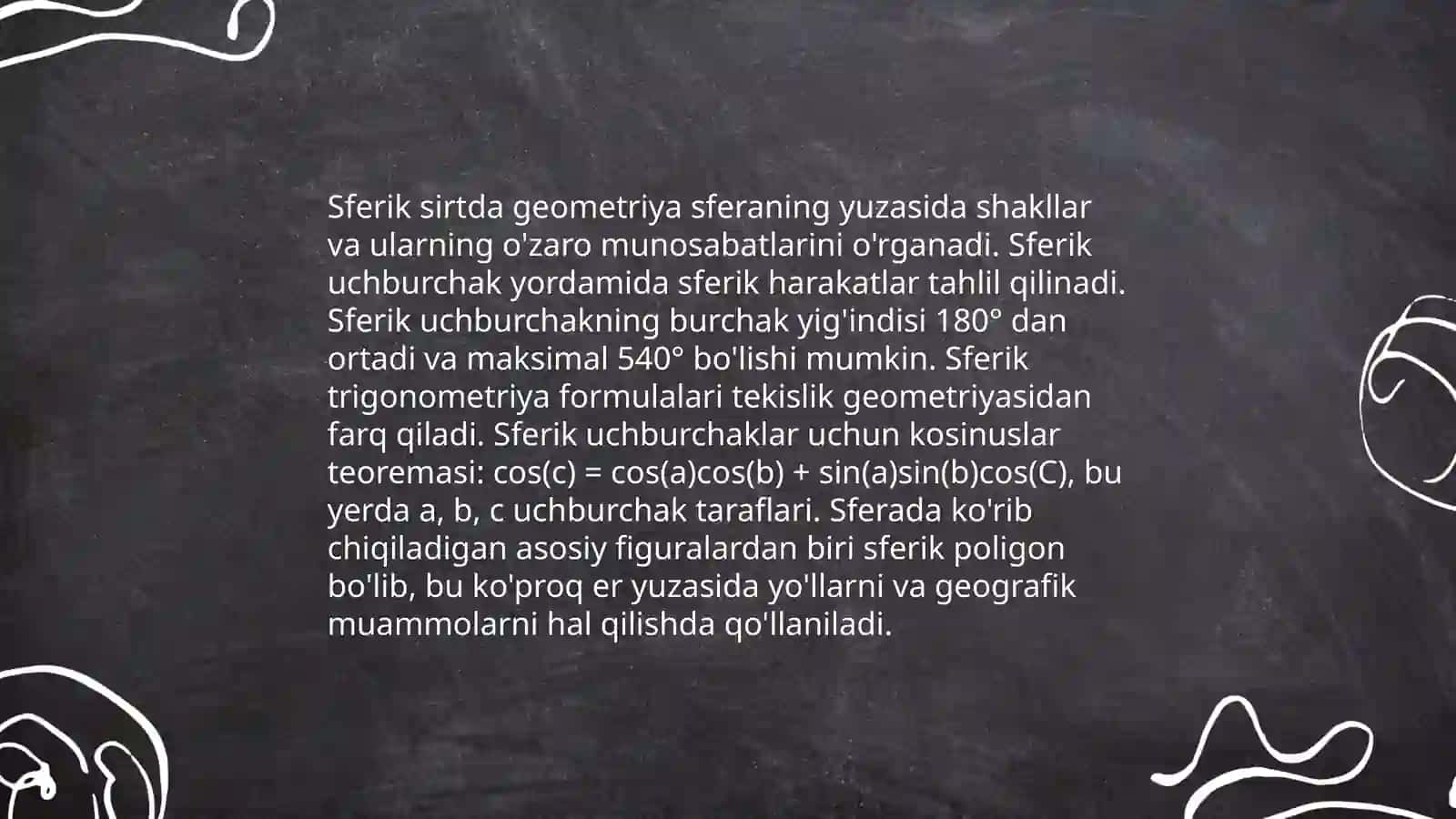 Sferik sirtda geometriya 3
