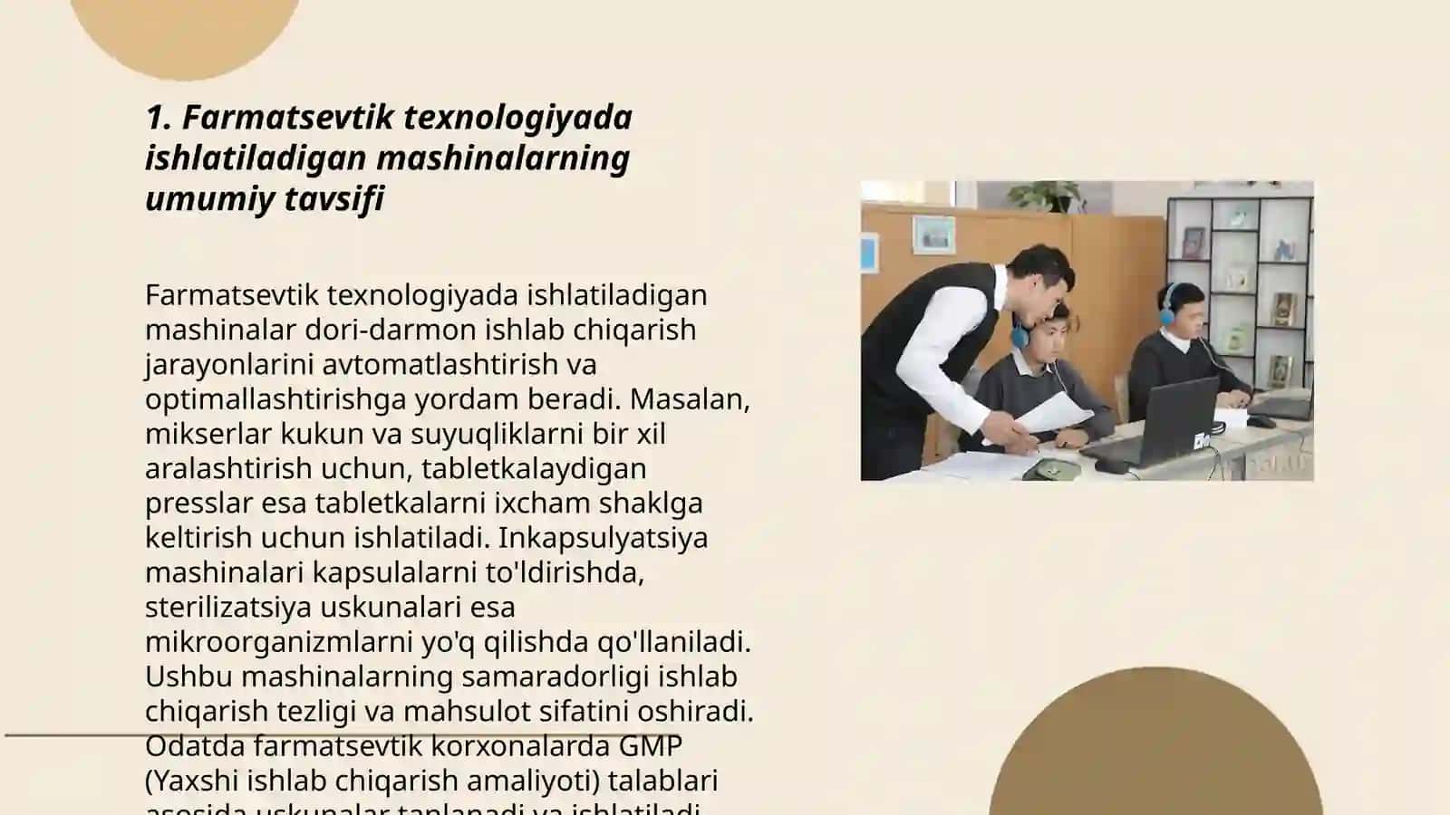 Farmatsevtik texnologiyada ishlatiladigan mashina va qurilmalar haqida umumiy tushuncha,ularning ishlash prinsiplari 3