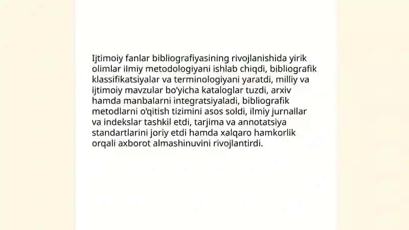 Ijtimoiy fanlar bibliografiyasining rivojlanishida yirik olimlarning hissasi 3