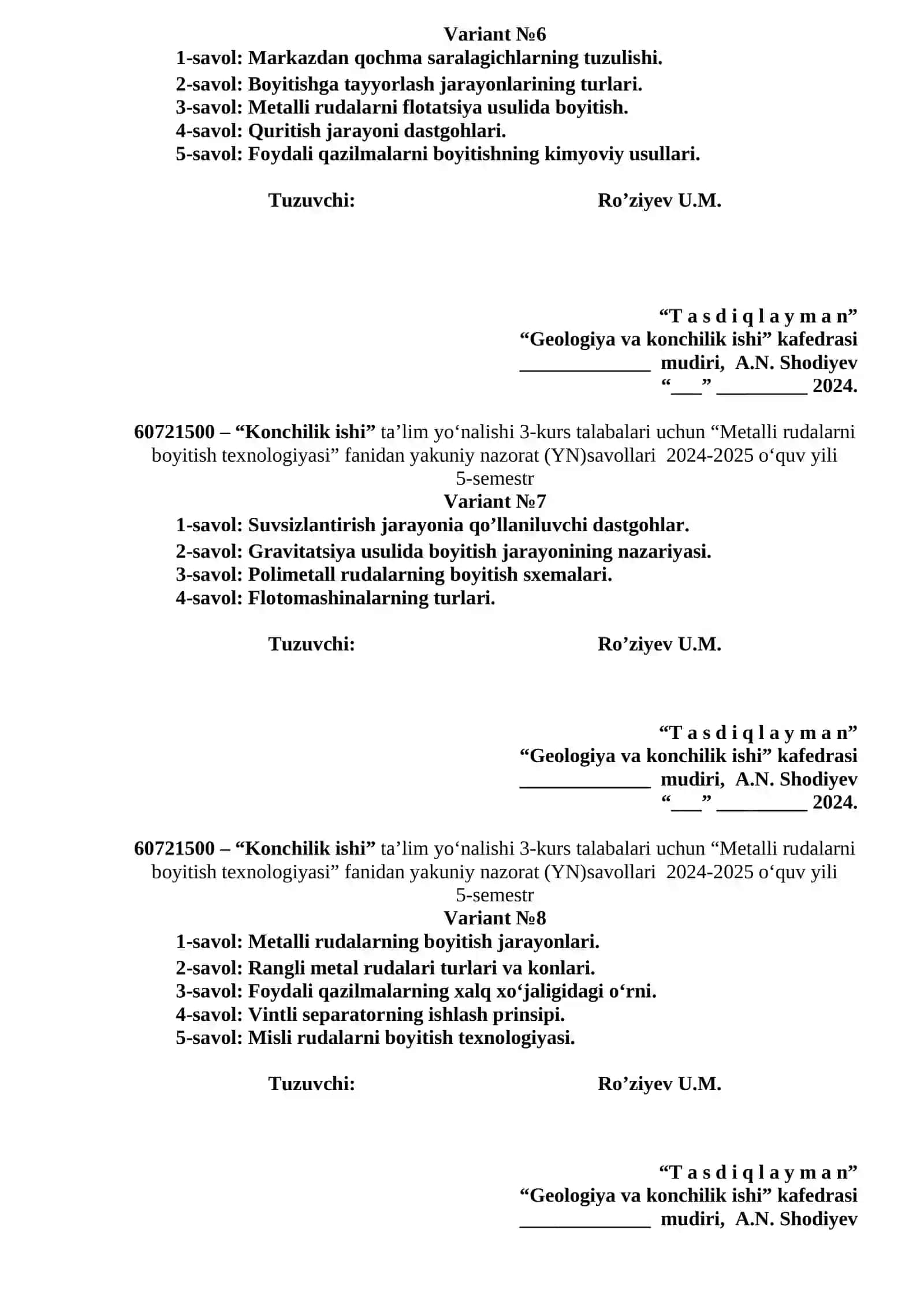 Metalli rudalarni boyitish texnologiyasi 3