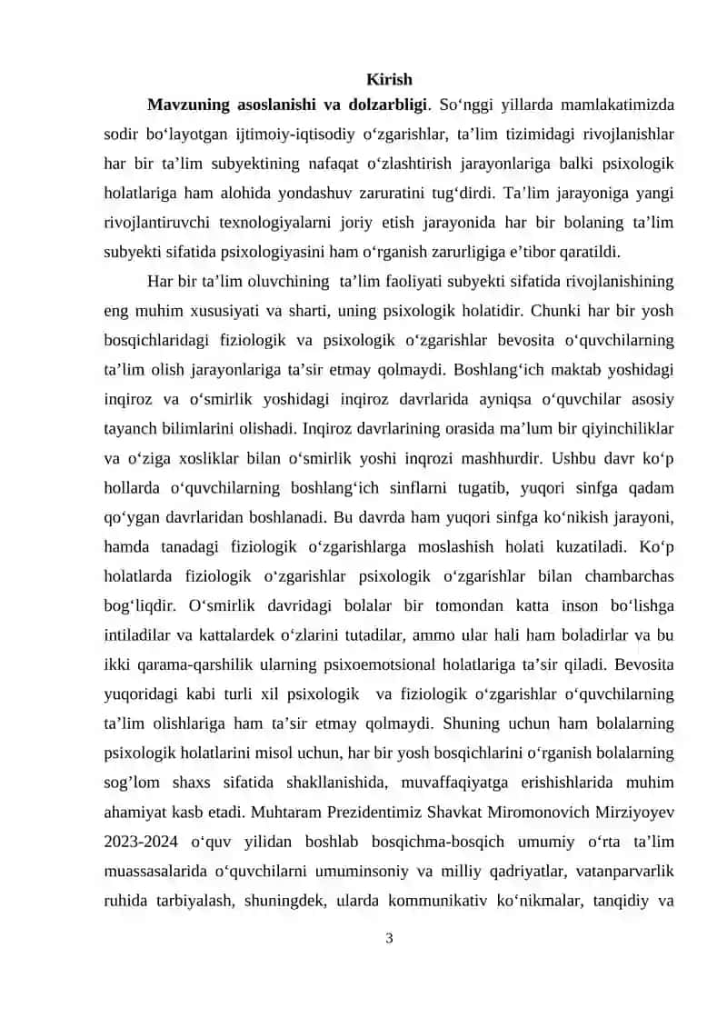 O‘SMIRLARDA PSIXOEMOTSIONAL HOLATLARNING O‘ZIGA XOS XUSUSIYATLARI 3