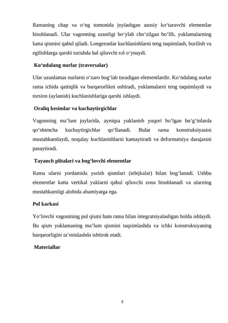 SolidWorks dasturi yordamida yo‘lovchi vagon ramasini mustahkamlikka Sinash 3
