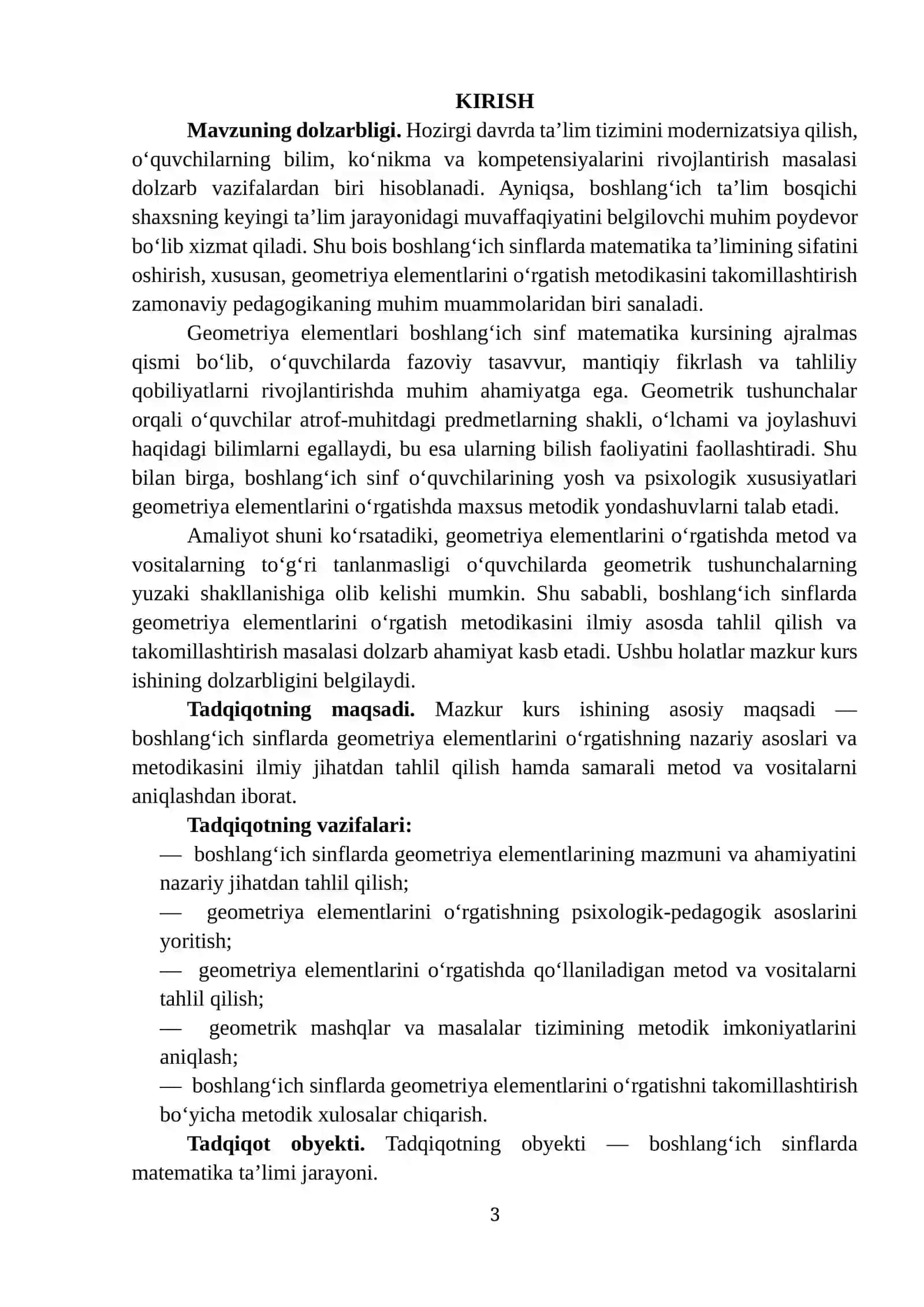 MATEMATIKA O‘QITISH METODIKASI FANIDAN 3