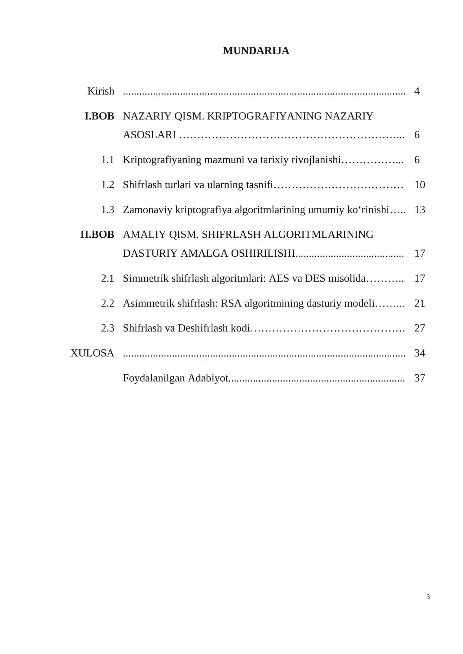 Kriptografiya va shifrlash algoritmlarining dasturiy amalga oshirilishi 3