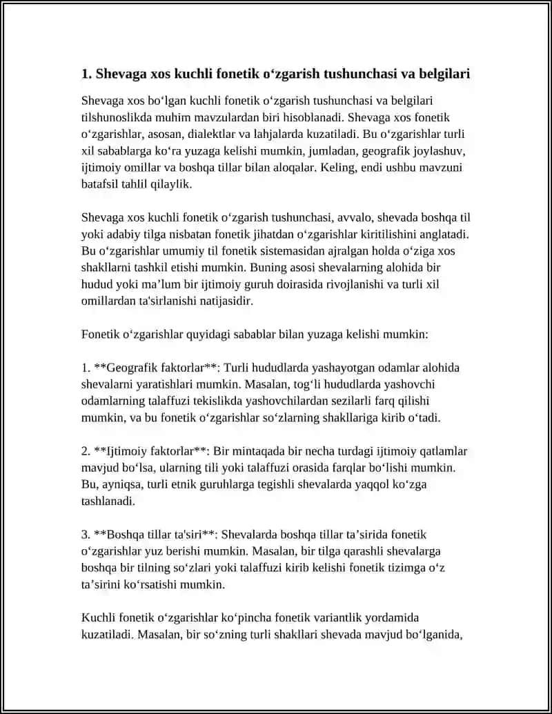 SHEVAGA XOS BOʻLGAN KUCHLI FONETIK OʻZGARISHGA UCHRAGAN SOʻZLAR 3