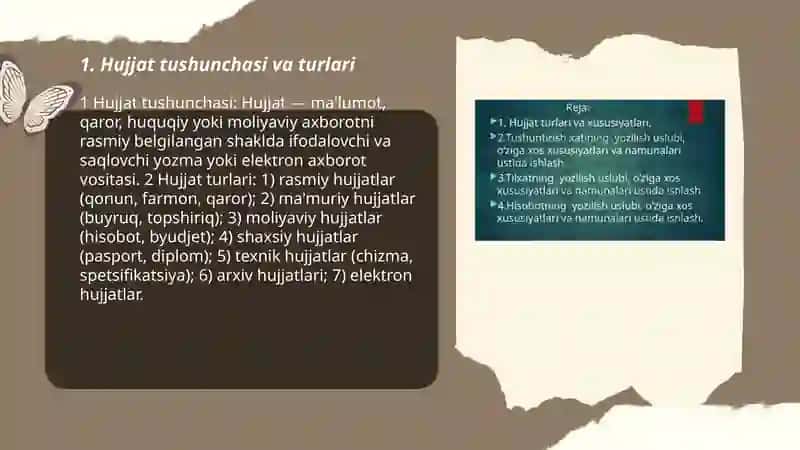 Hujjat turlari va xususiyatlari 3