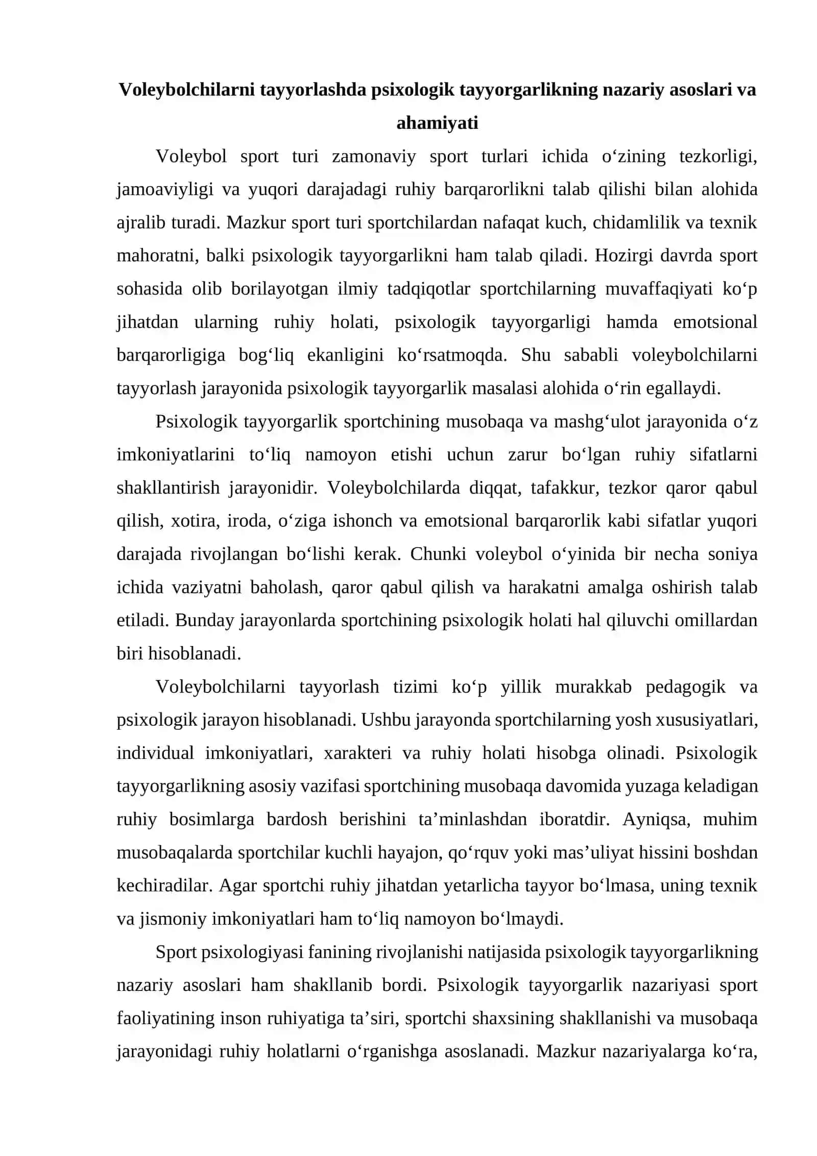 Voleybolchilarni tayyorlashda xotira, diqqat, tafakkur va psixologik xislatlarni rivojlantirish 3