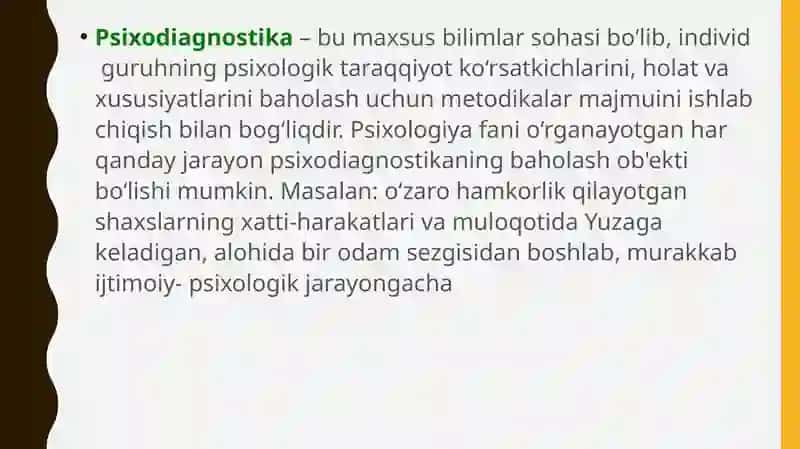 Psixologik diagnostika va ularning imkoniyatlari 3
