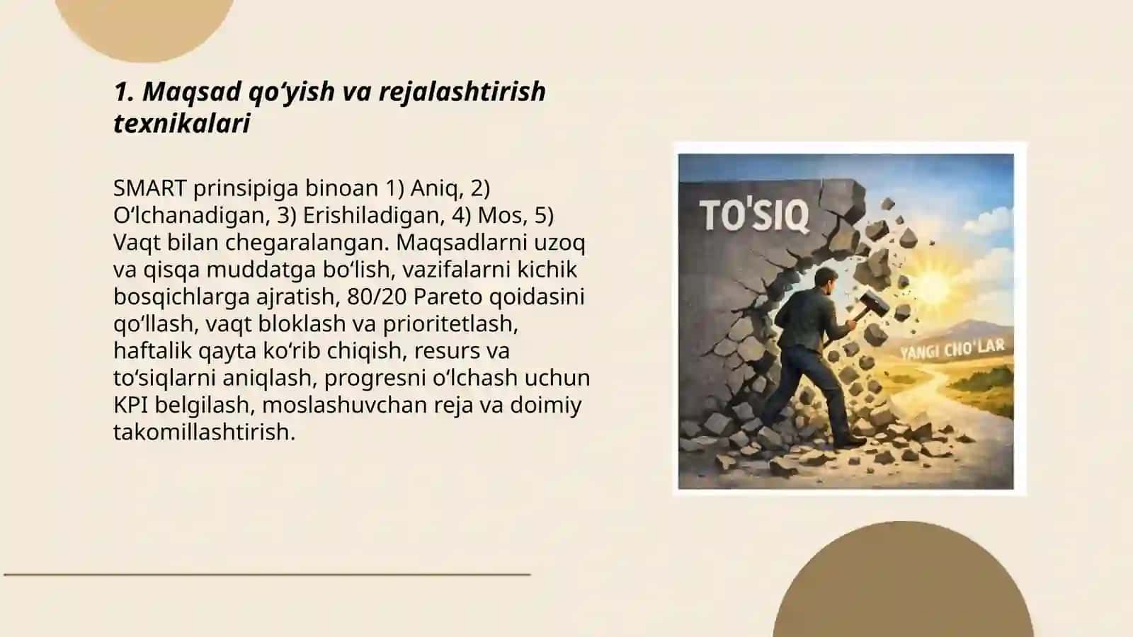 Oʻz oʻzini rivojlantirish va toʻsiqlarni bartaraf etish usullari 3