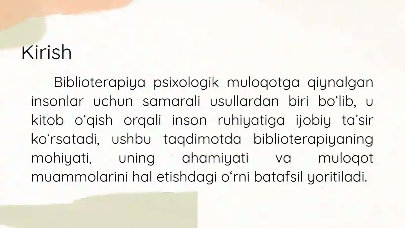 Biblioterapiya psixologik muloqotga qiynalganlar uchun 3