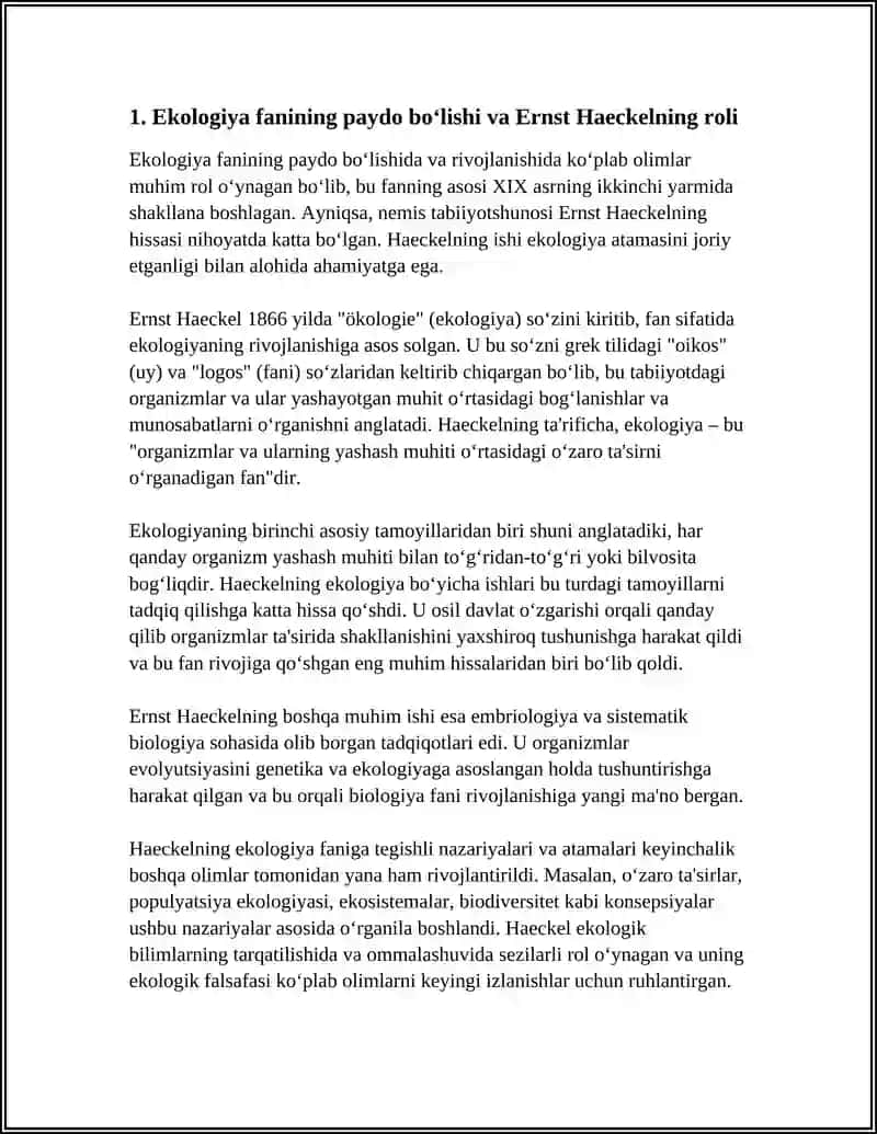 EKOLOGIYA FANINING SHAKLLANISHI VA UNING RIVOJLANISHIGA HISSA QO'SHGAN OLIMLAR 3