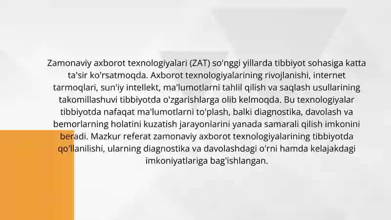 Zamonaviy axborot texnologiyalari tibbiyotda 3