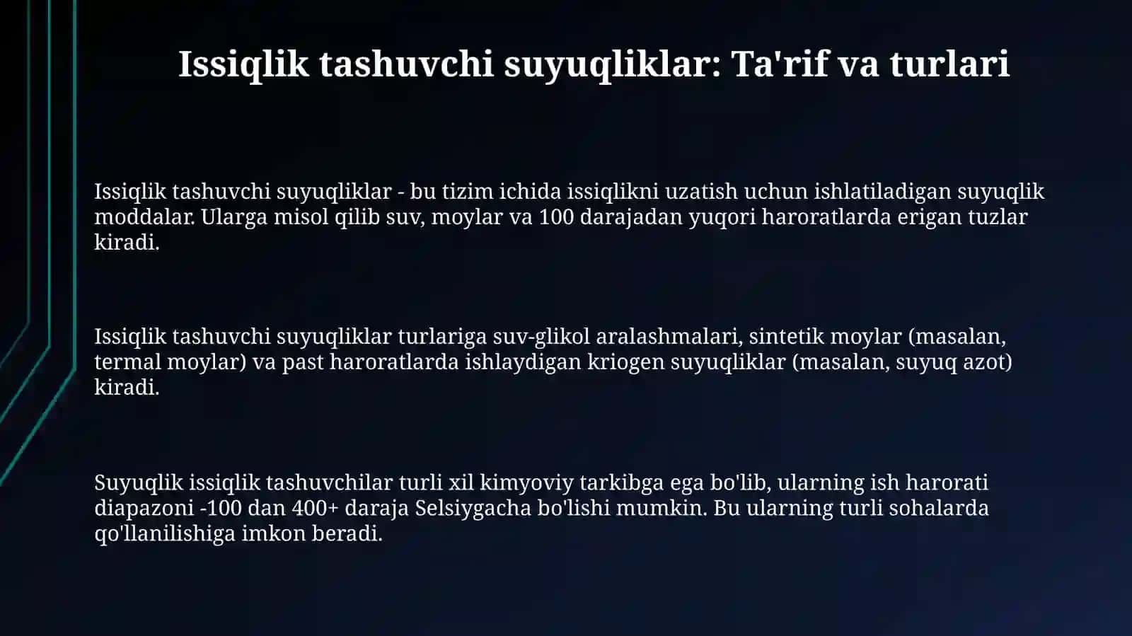 Issiqlik tashuvchilar 3