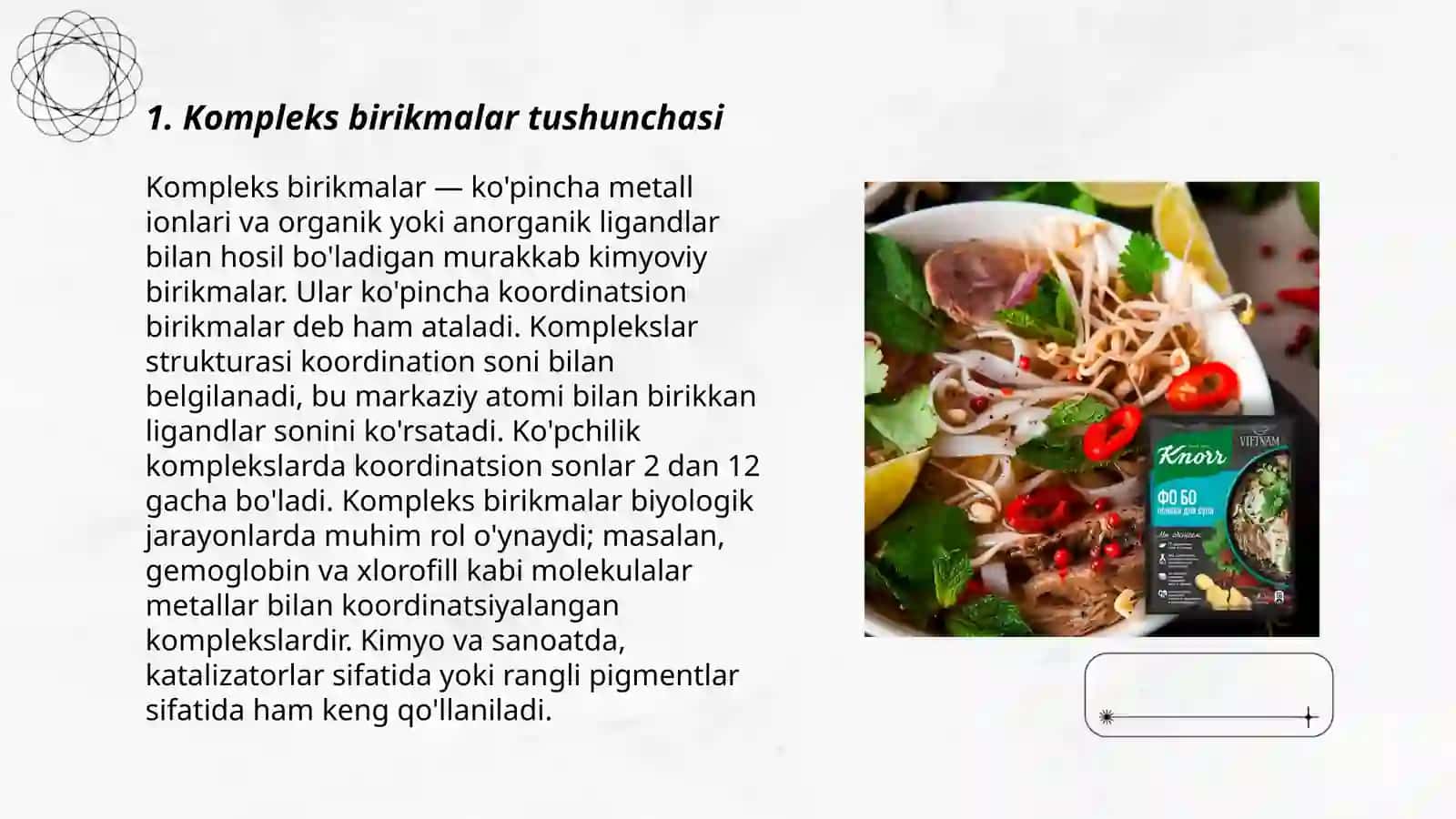 Kompleks birikmalar tushunchasi 3