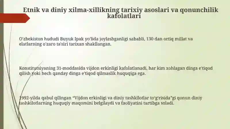 O'zbekiston millatlararo va dinlararo munosabatlar 3
