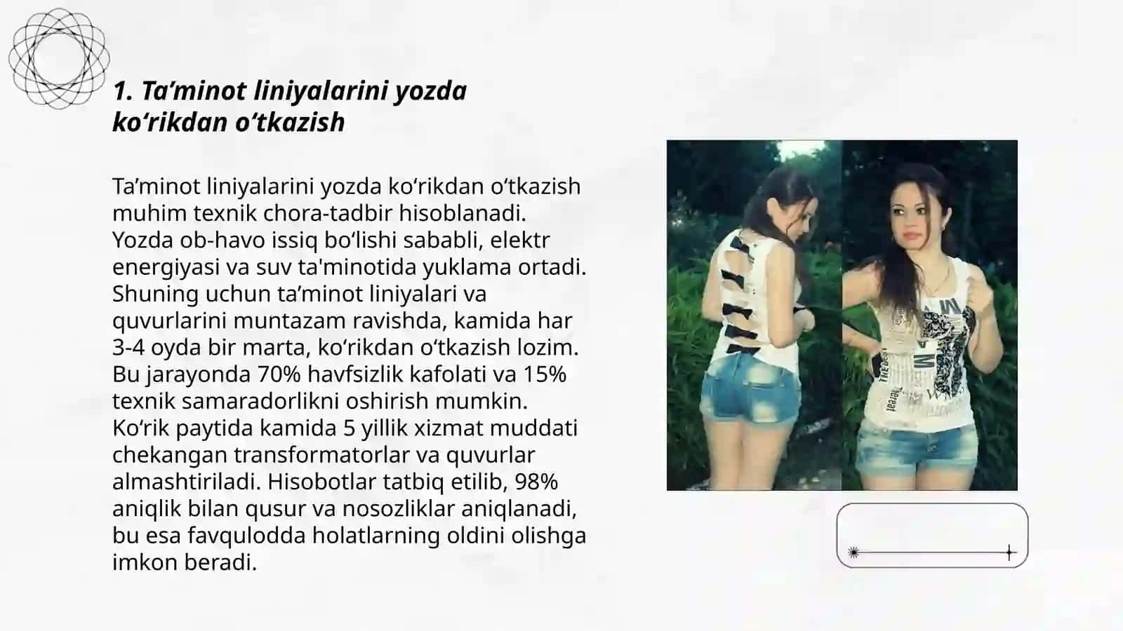 Tarmoqlarda rejali ogohlantiruvchi koʻrik va rejali ogohlantiruvchi ta’mirlash ishlarini o‘tkazish va avariyalarni bartaraf etish 3