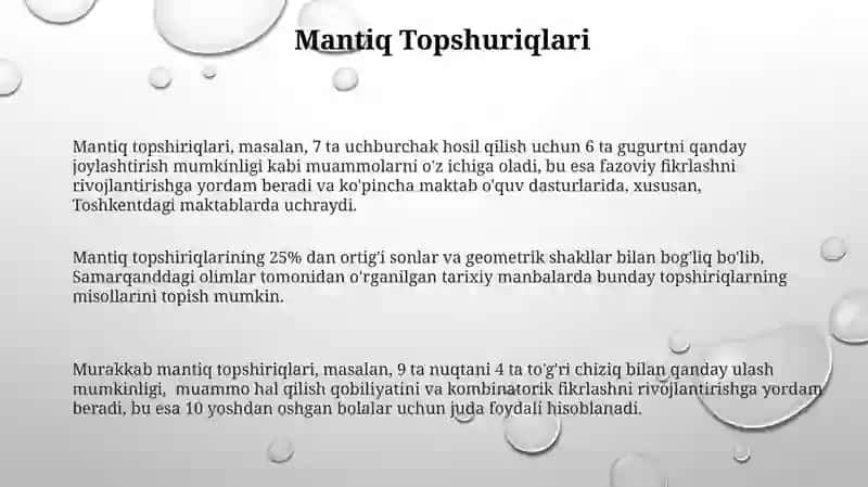 Mantiqiy Topishmoqlar 3