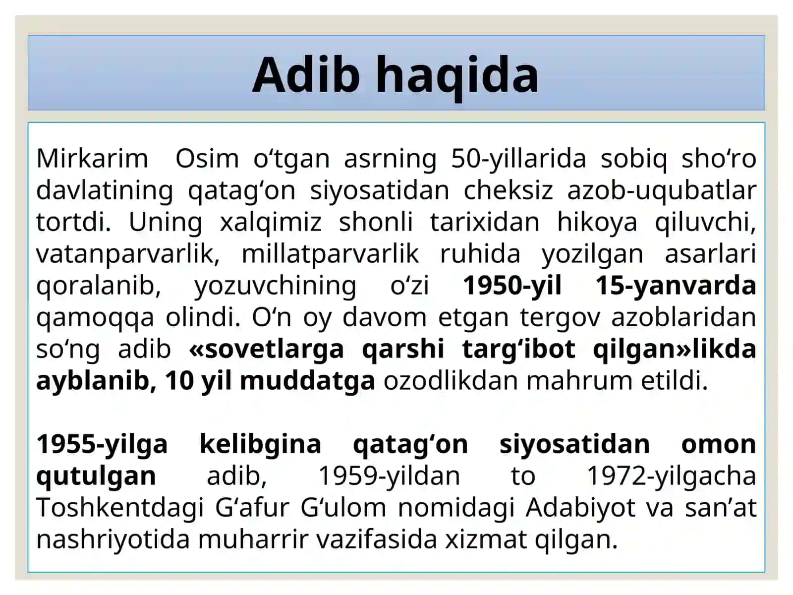 5-sinf Adabiyot dars ishlanma. Zulmat ichra nur qissasi 3