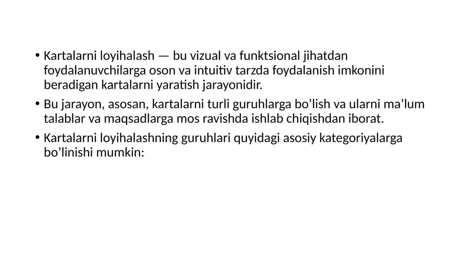 Mavzuli va maxsus kartalarni loyihalash. Kartalarni loyihalashning guruhlari 3