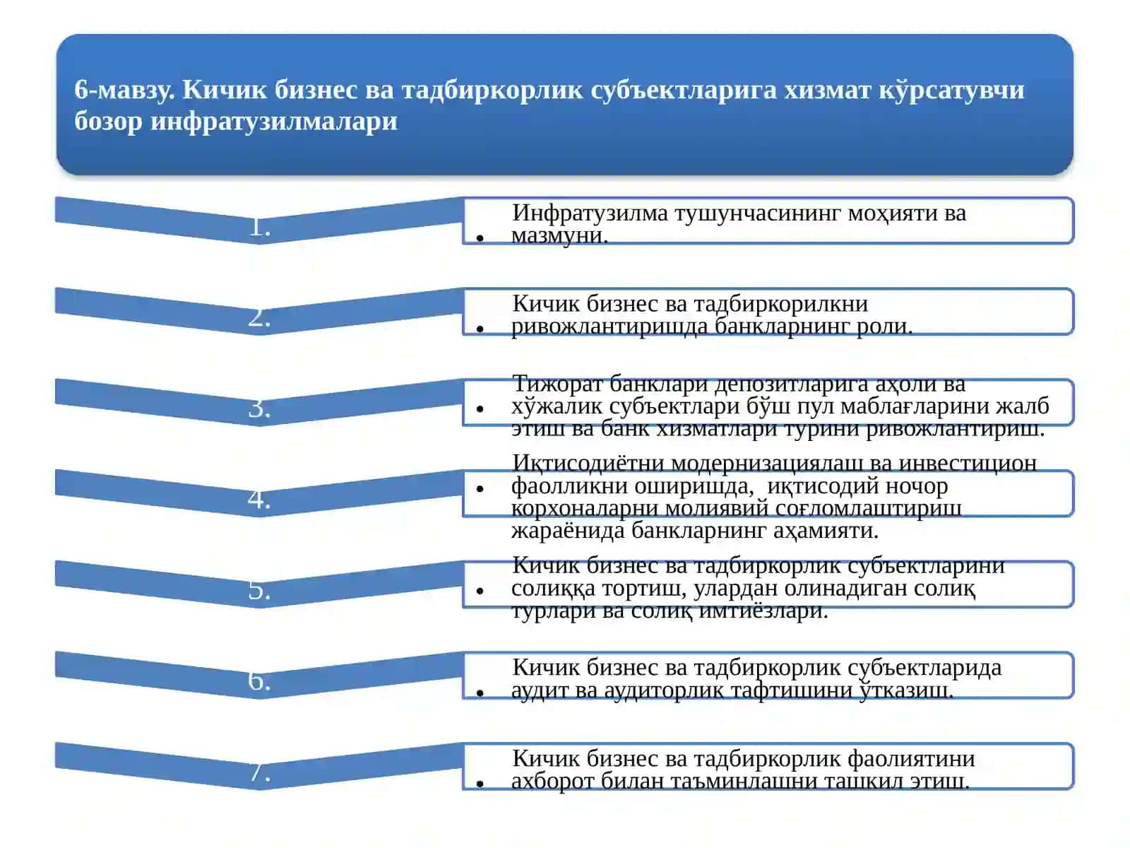 "Кичик бизнес ватадбиркорлик субъектларига хизмат кўрсатувчи бозор инфратузилмалари" 3