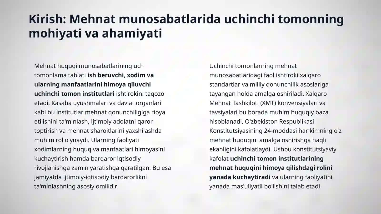 Mehnat huquqi munosabatlarida uchinchi tomon ishtiroki: kasaba uyushmalari va davlat organlari 3