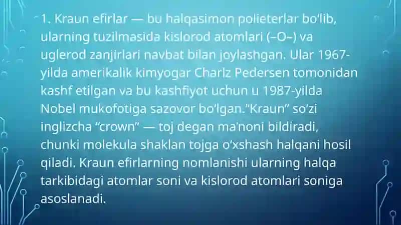 KRAUN EFIRLAR – DORI VOSITALARI SIFATIDA. 3