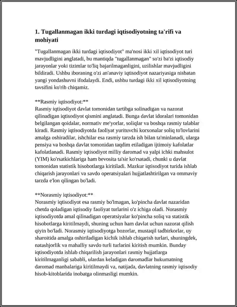 TUGALLANMAGAN IKKI TURDAKI IQTISODIYOT 3