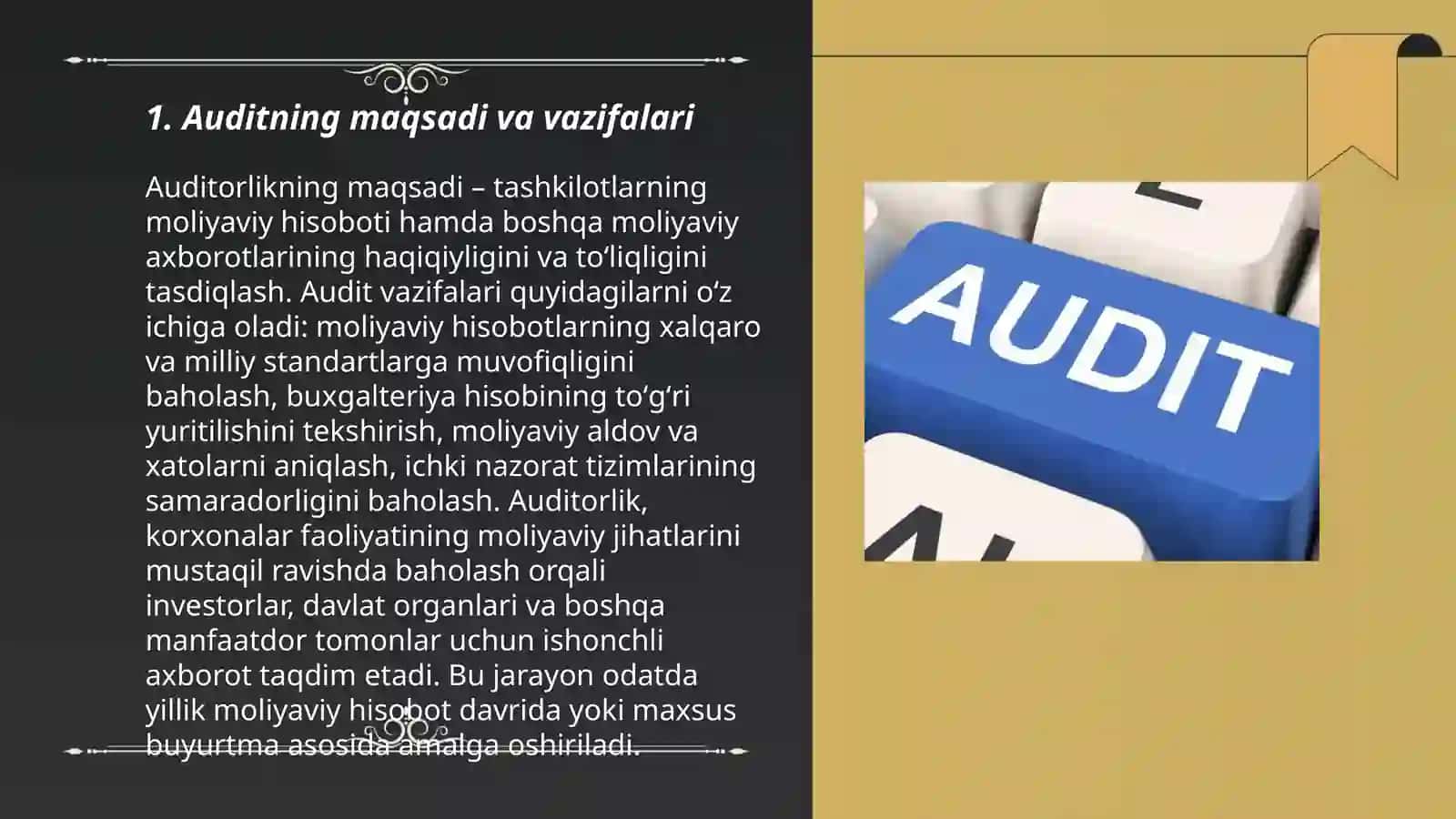 Boshqa tarmoqlarda audit fanining obyekti va metodi 3