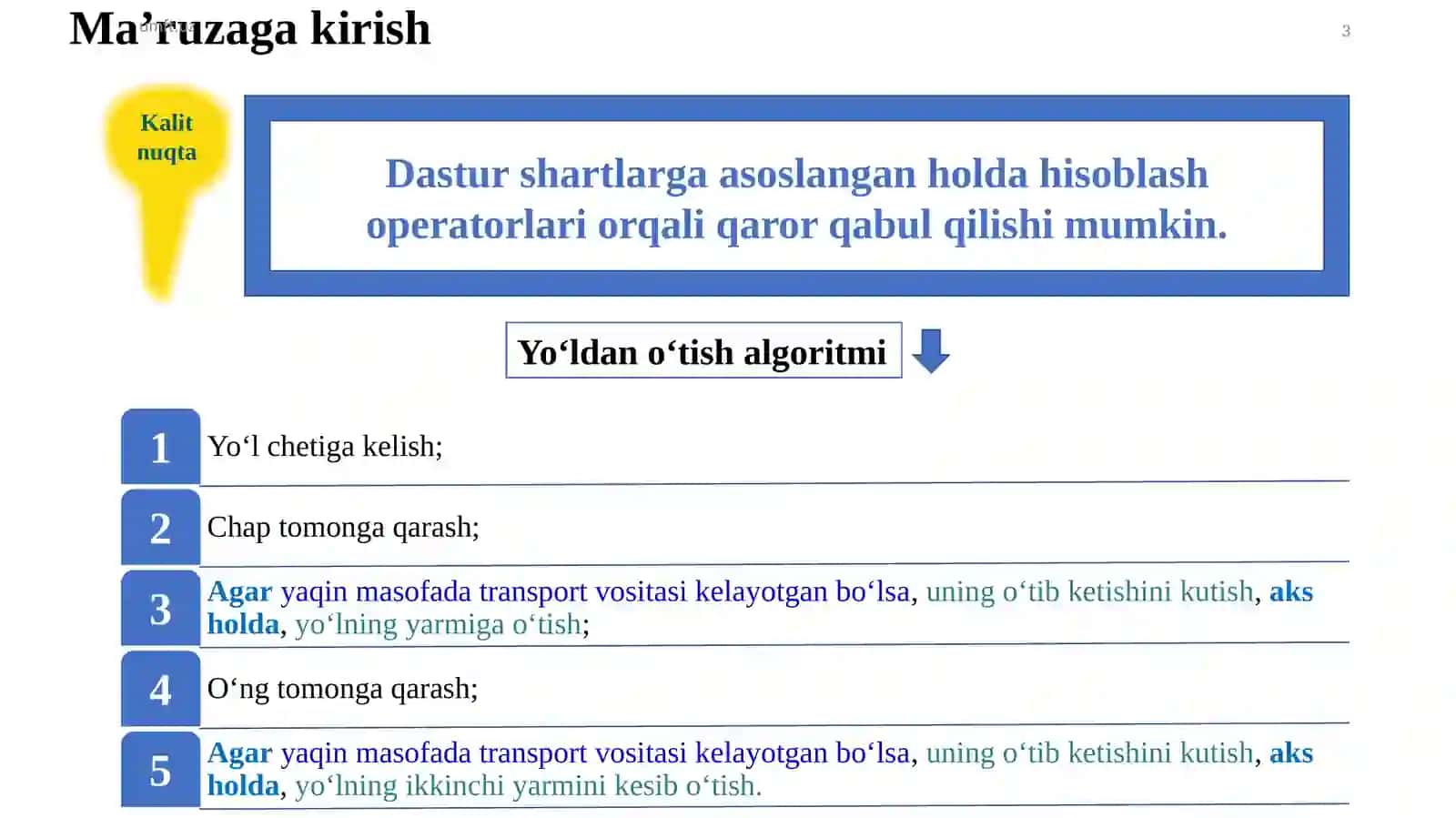 Tarmoqlanish va uzilishlarni tashkil etish operatorlari 3