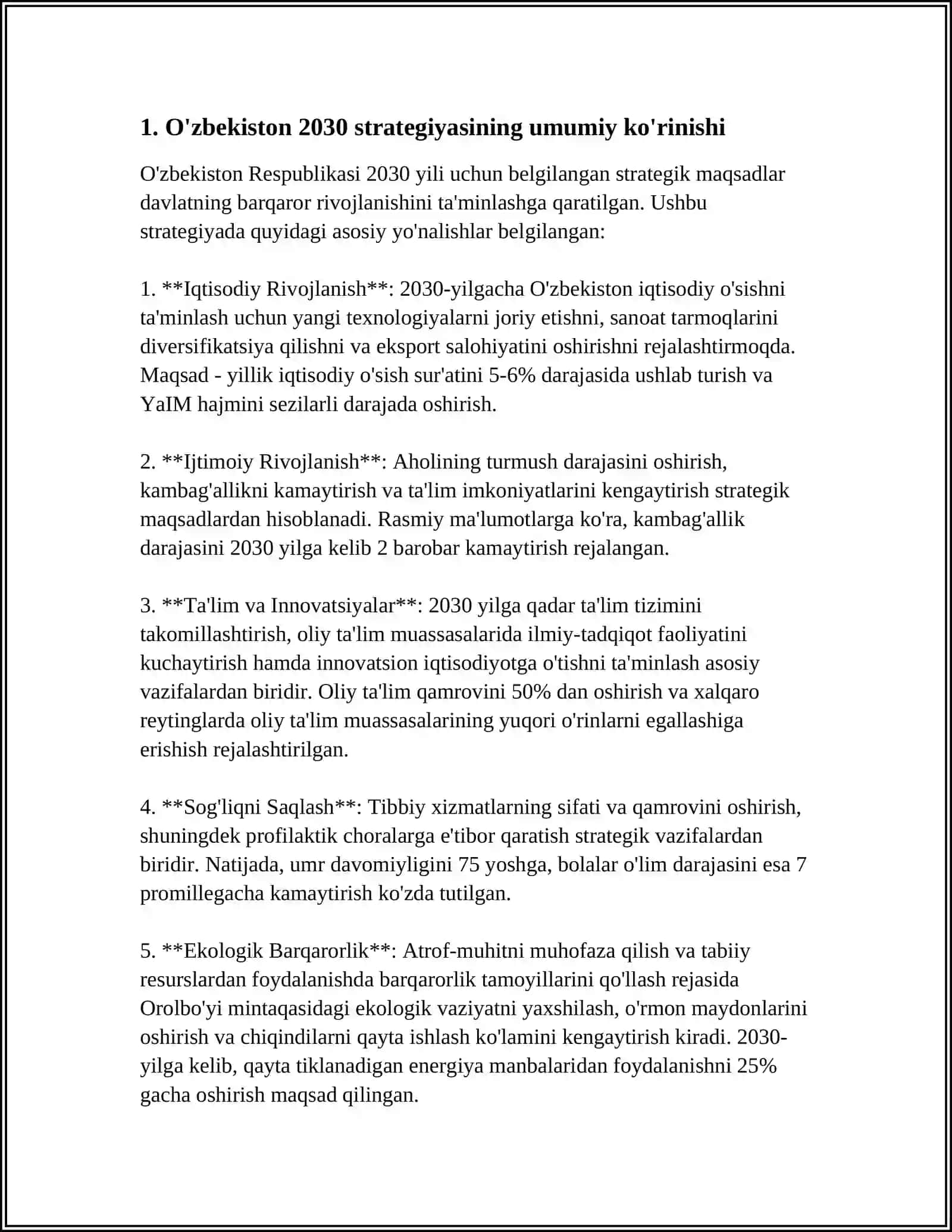 O’ZBEKISTON 2030 STRATEGIYASI VA UNING MAZMUN MOHIYATI 3