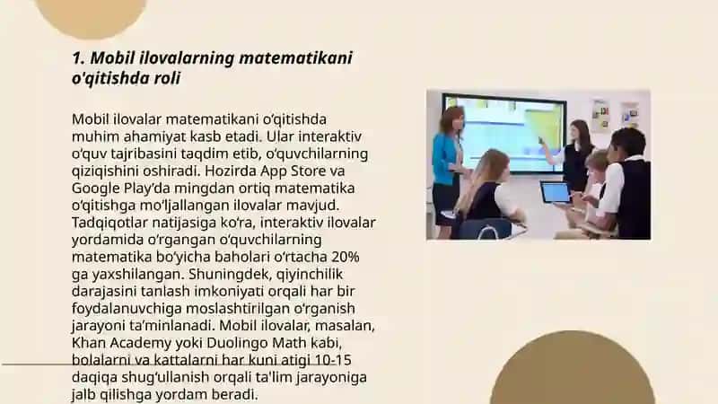Matematikani oʻqitishda mobil ilovalar va oʻquv platformalarini integratsiya qilish 3