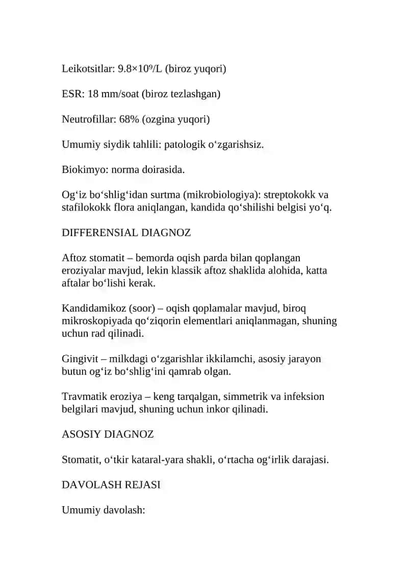 Stomatit kasallik tarixi 3