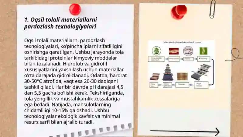 Oqsil tolali materiallarni pardozlashga tayyorlash 3
