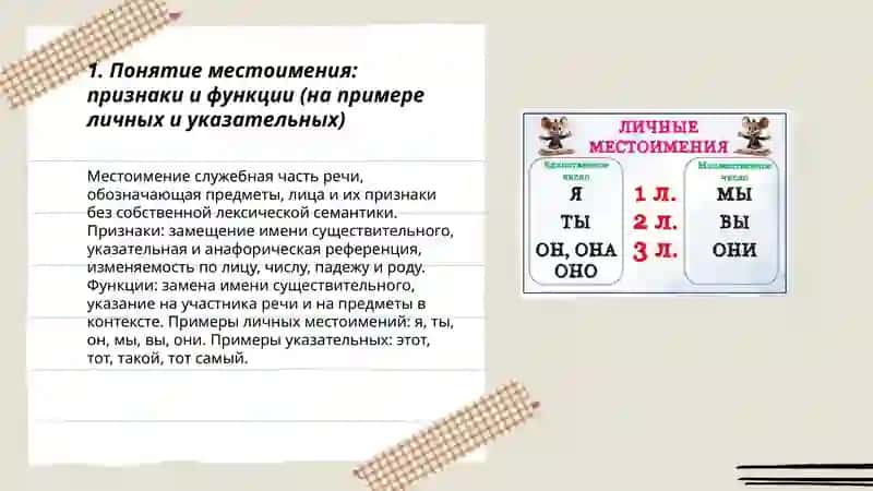 Местоимение. Личные и указательные местоимение 3