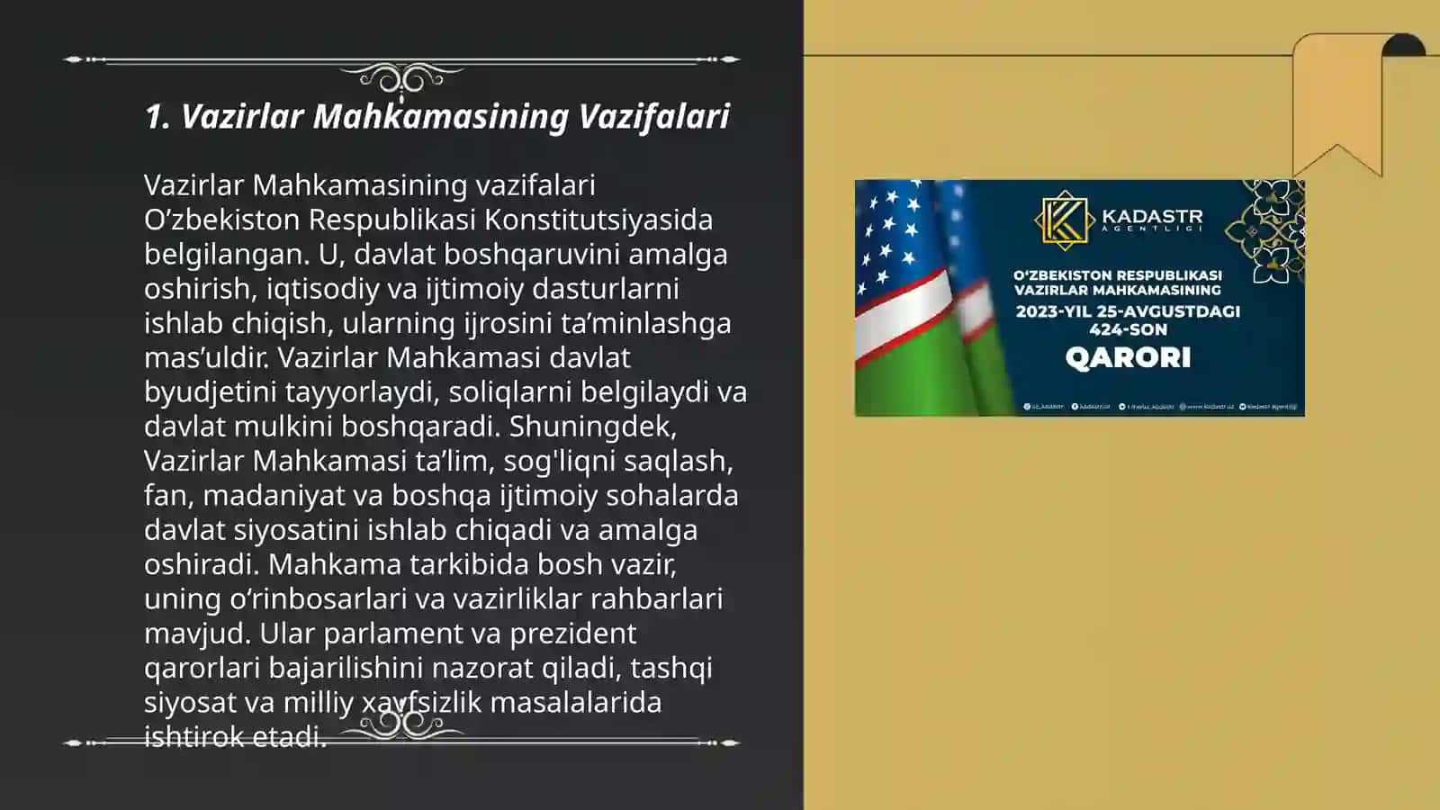 Vazirlar Mahkamasining Vazifalari 3