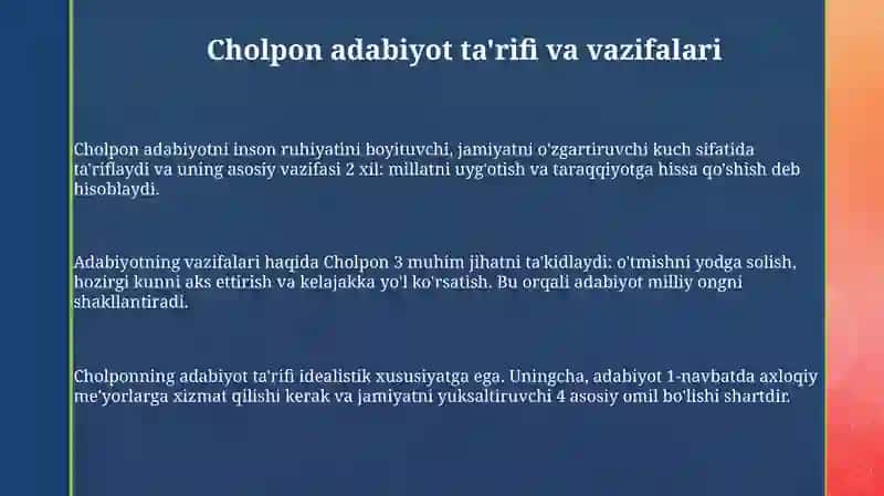 Cholponning "Adabiyot nadir" maqolasi tahlili 3