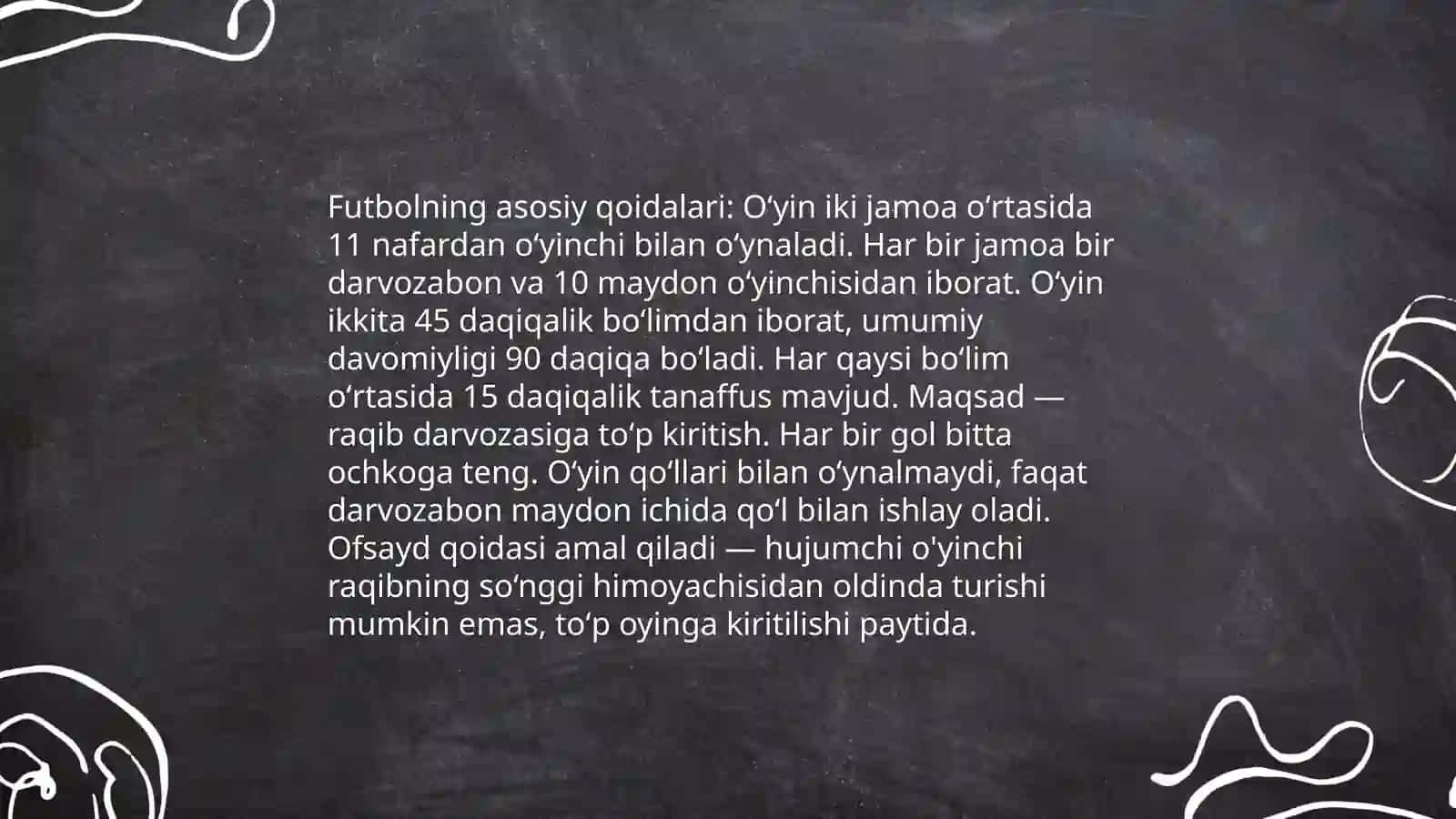 Futbol oʻyin qoidalarini oʻrgatish 3