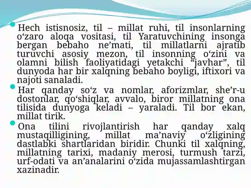 O‘zbek tili rivojlantirish bo‘yicha belgilab olgan vazifalarimizni izchil davom ettirishimiz lozim - Prezident Shavkat Mirziyoyev 3