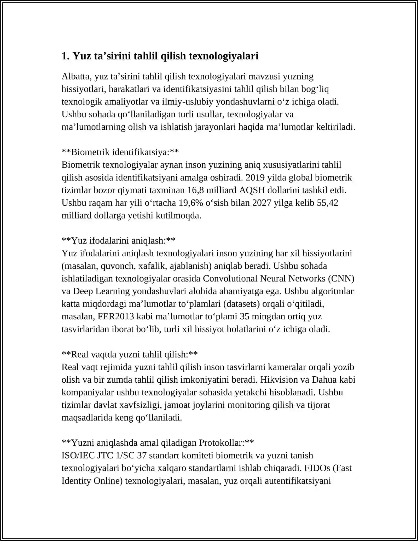YUZ TA’SIRIGA ASOSLANGAN AUTENTIFIKATSIYA USULI VA UNING XUSUSIYATLAR 3